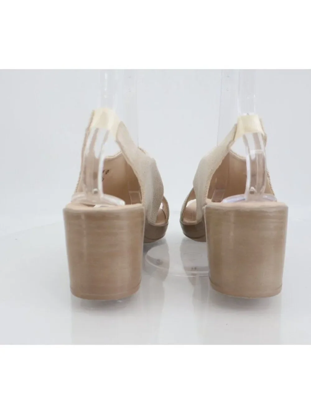 BZees Women's Eden Slingback Strappy Sandals Beige Gold Lame Fabric Size 10M